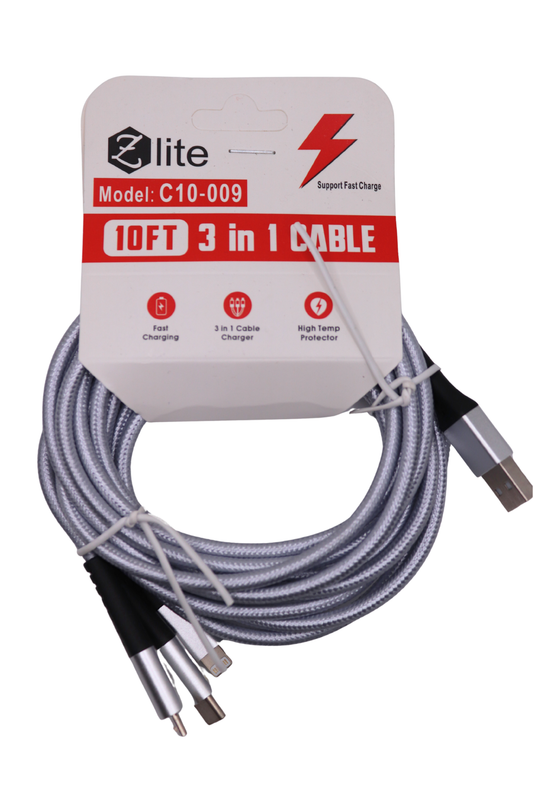 3 IN 1 CHARGING CABLE | 10 FT