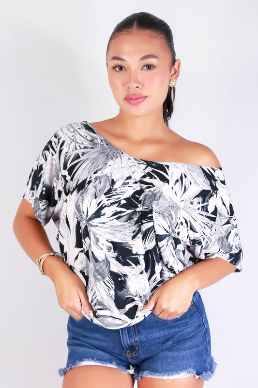 Jeans Warehouse Hawaii - SS PRINT - LEAF ME CHIC DOLMAN TOP | By PAPERMOON/ B_ENVIED