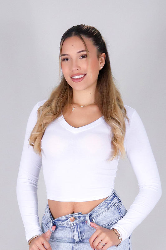 DON'T SAY IT LONG SLEEVE CROP TOP