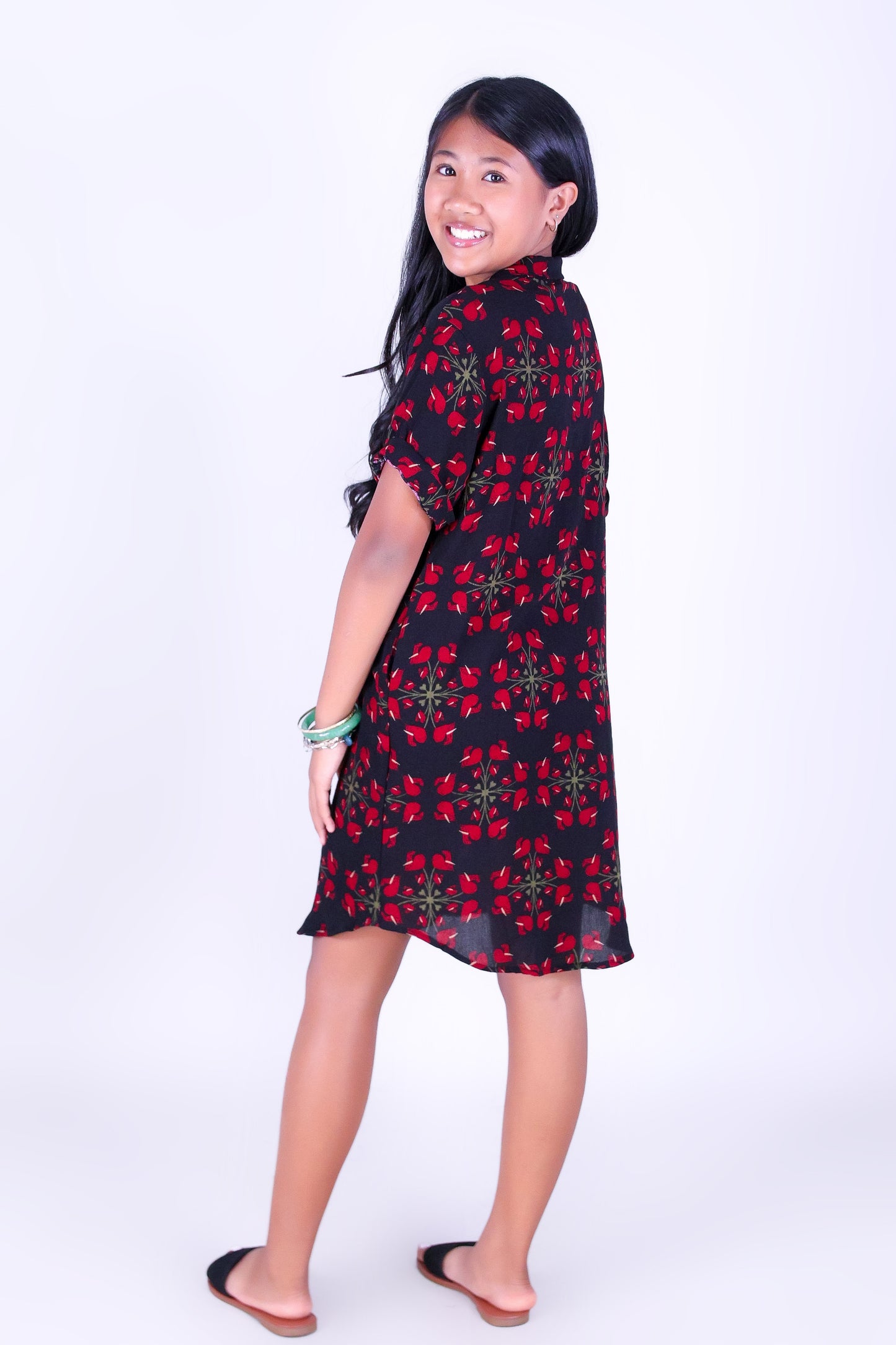 ANTHURIUM QUILT BUTTON DOWN DRESS | KIDS SIZE 2-16