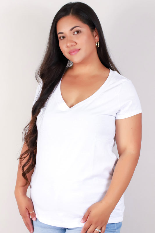 Jeans Warehouse Hawaii - PLUS BASIC V NECK TEES - DAVIE TEE | By AMBIANCE APPAREL