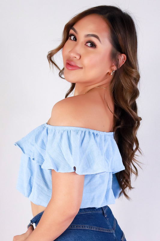 Jeans Warehouse Hawaii - S/S SOLID WOVEN TOPS - FLUTTER BABE TOP | By ROKOKO