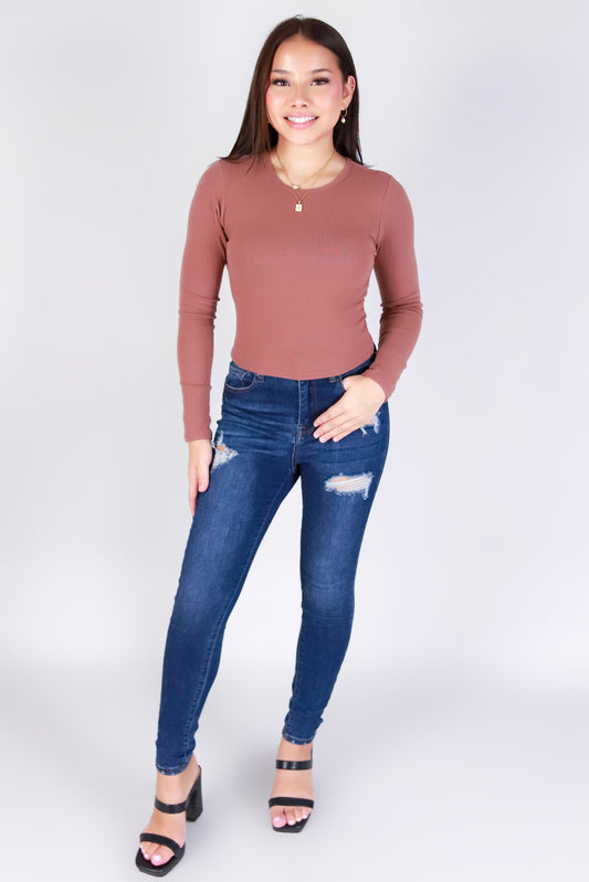 Jeans Warehouse Hawaii - LS CASUAL SOLID - DELICATE DETAILS LONG SLEEVE TOP | By CRESCITA APPAREL/SHINE I