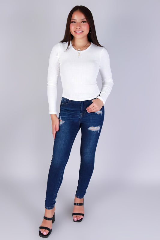 Jeans Warehouse Hawaii - LS CASUAL SOLID - DELICATE DETAILS LONG SLEEVE TOP | By CRESCITA APPAREL/SHINE I