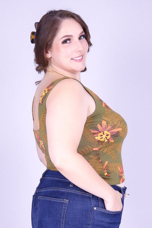 LILIKOI FERN SQUARE NECK TOP