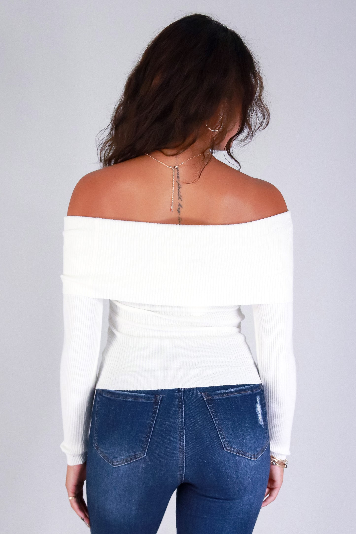 Jeans Warehouse Hawaii - SOLID LONG SLV TOPS - COZY BUT CUTE OFF SHOULDER TOP | By STYLE MELODY