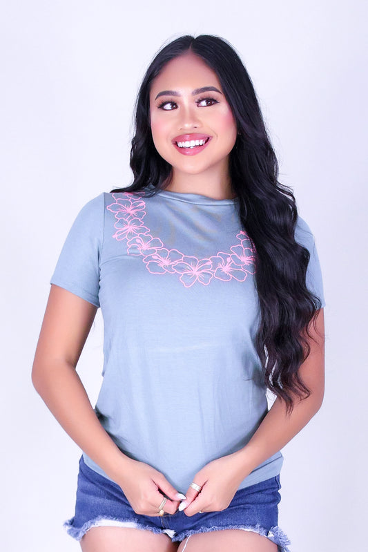 OUTLINE HIBISCUS LEI TEE