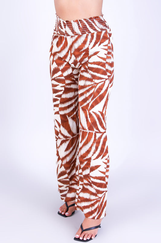 WATERCOLOR PARADISE SMOCKED WAIST PANTS