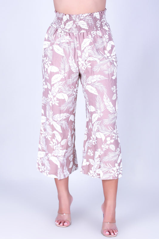BOTANICAL MUSE SMOCKED WAIST CAPRI'S