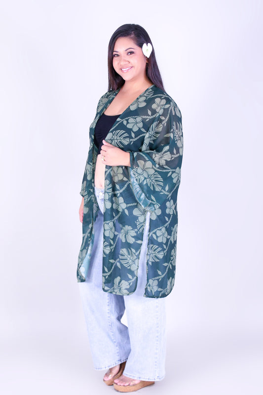 TROPICAL GARDEN CHIFFON CARDIGAN