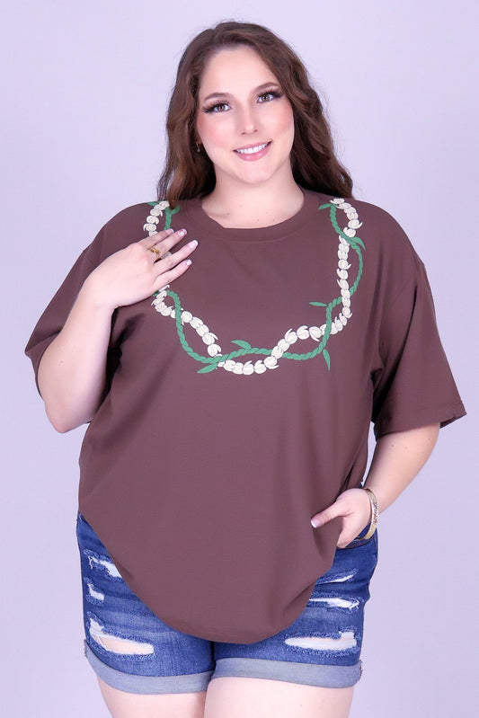 TI LEAF PIKAKE OVERSIZED LEI TEE