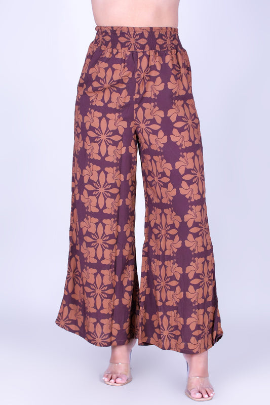 HIBISCUS QUILT SMOCKED WAIST PANTS