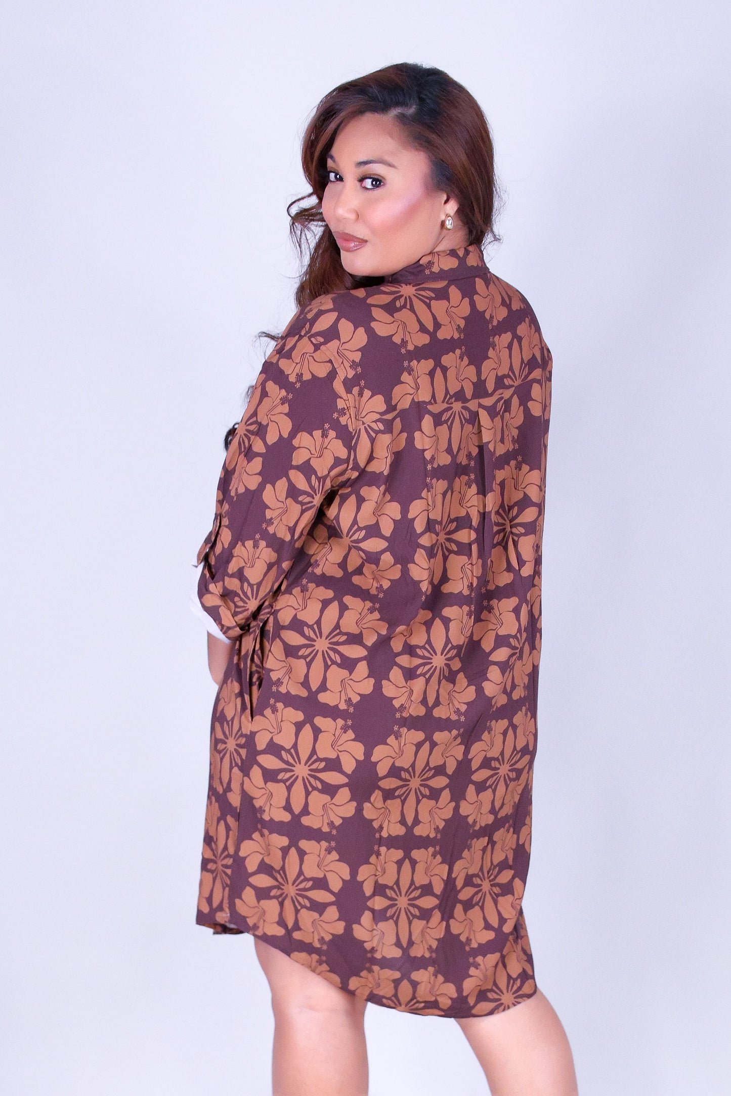 HIBISCUS QUILT BUTTON DOWN DRESS