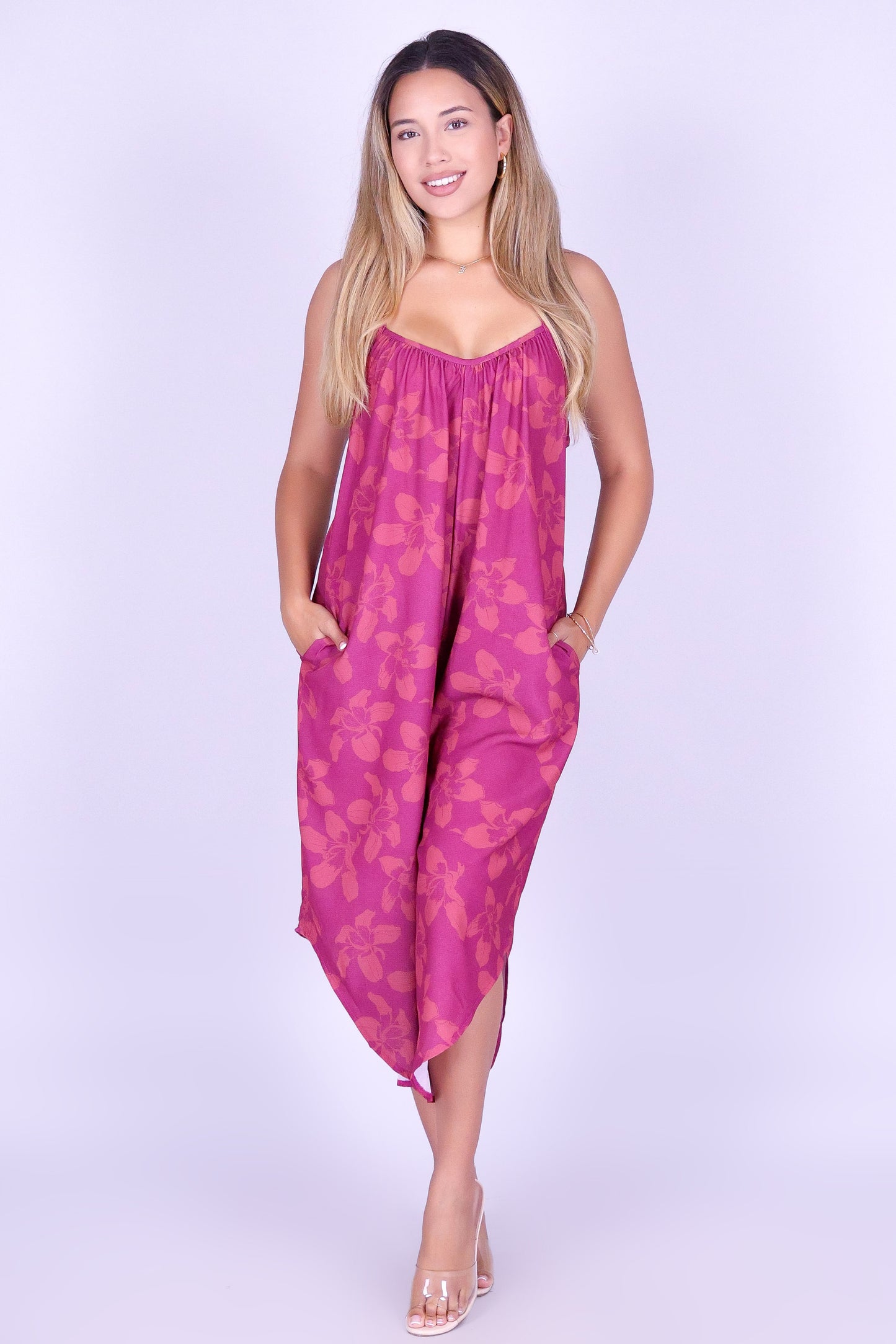 SILK FLOSS TREE FLOWER NO WAIST JUMPSUIT