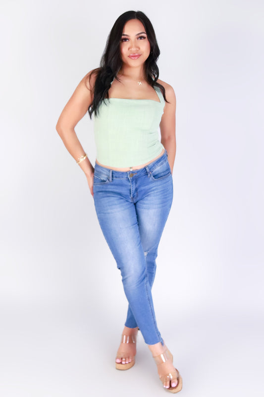 Jeans Warehouse Hawaii - S/L SOLID WOVEN TOPS - TIED IN STYLE HALTER TOP | By OLIVE & CO