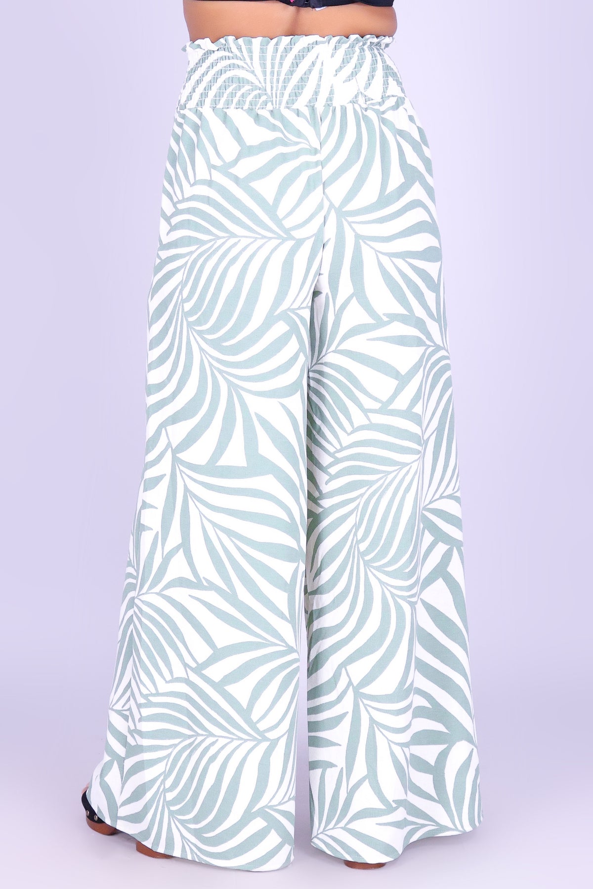 LEAF BREEZE SMOCKED WAIST PANTS