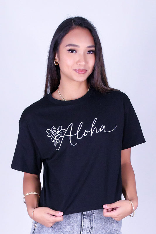 ALOHA PLUMERIA CROP TEE