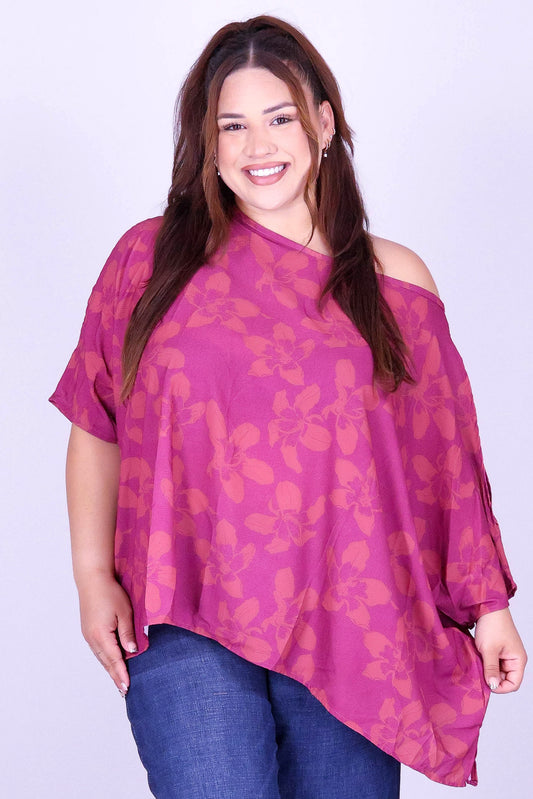 SILK FLOSS TREE FLOWER COLD SHOULDER TOP