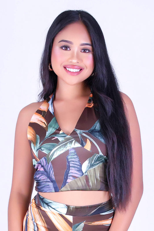 ISLAND BLOOM HALTER TOP