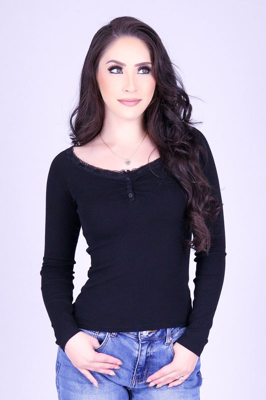 DON'T LET GO HENLEY LONG SLEEVE TOP