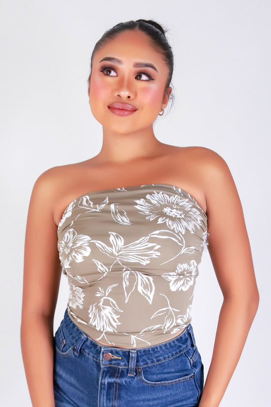 FLORAL EDGE TUBE TOP