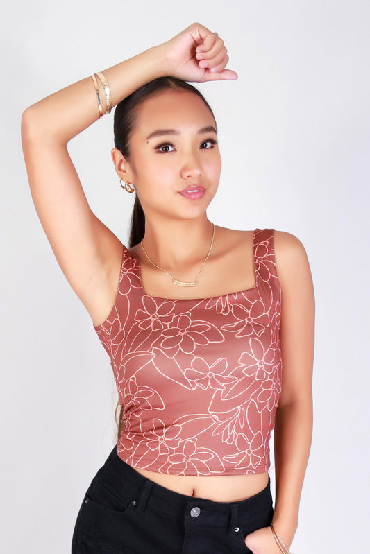 GARDENIA SQUARE NECK CROP TOP