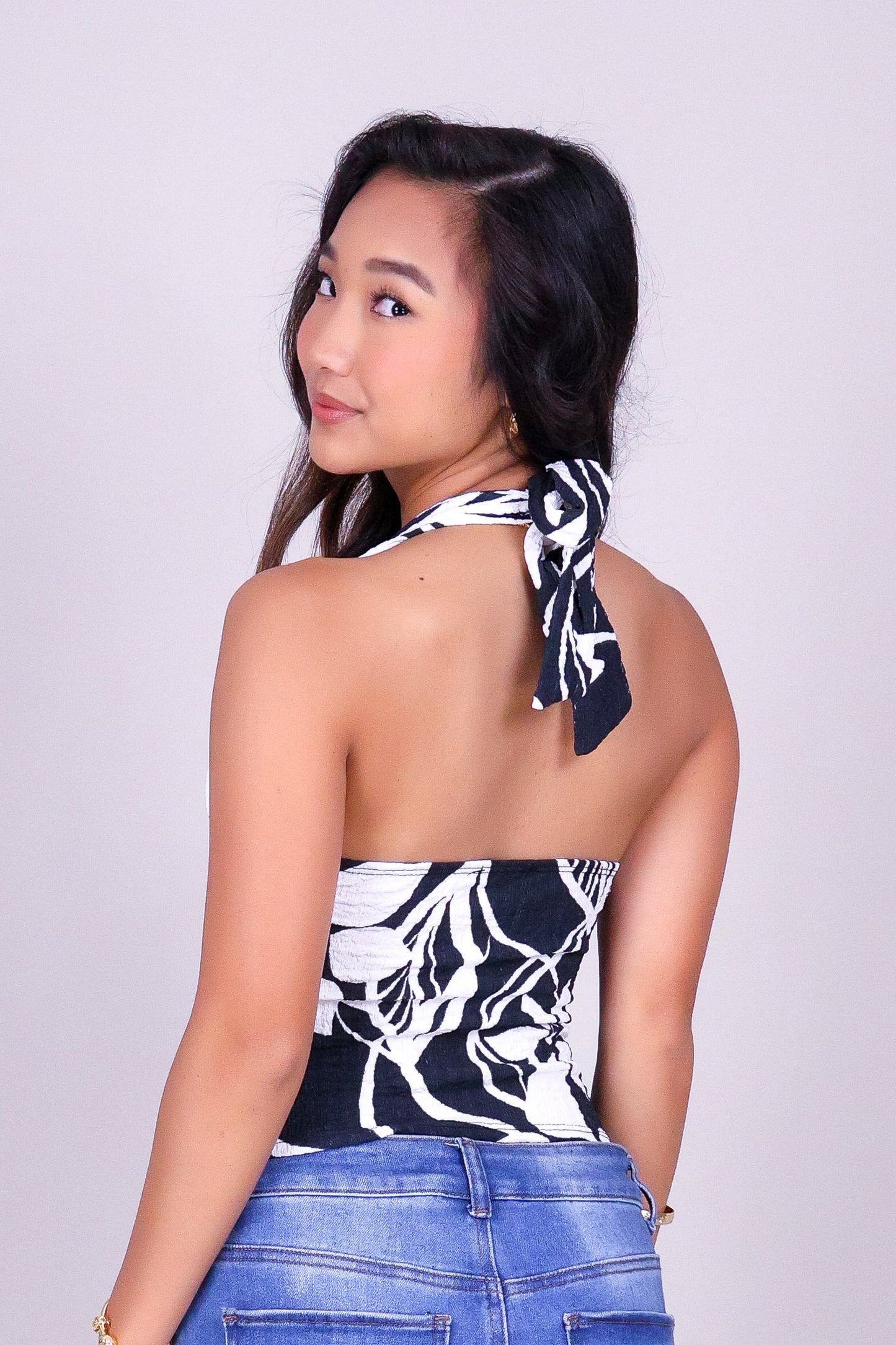 SUNSET BLOOM HALTER TOP