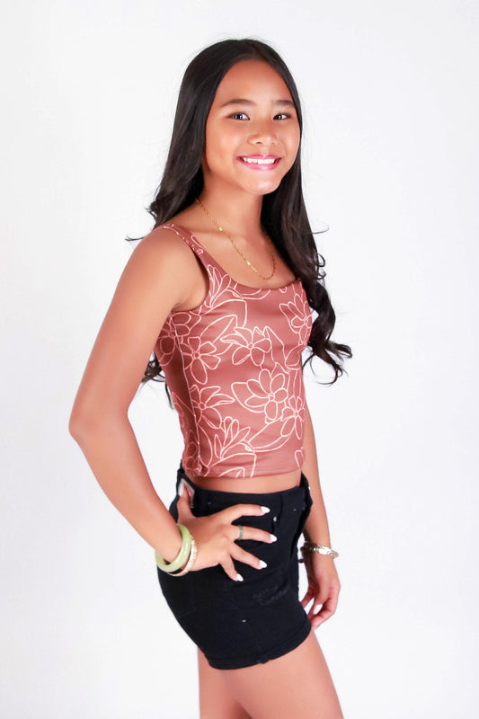 GARDENIA SQUARE NECK TANK TOP | KIDS SIZE 2-16