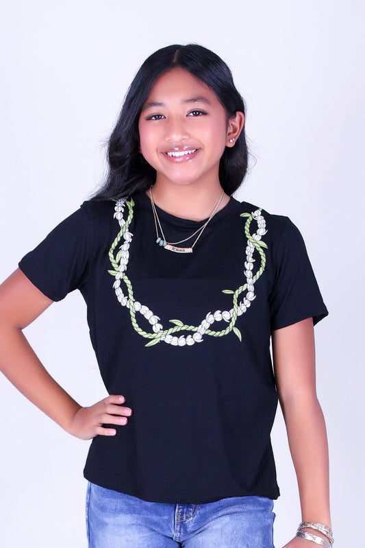 TI LEAF PIKAKE TWIST LEI TEE | KIDS SIZE 2-16