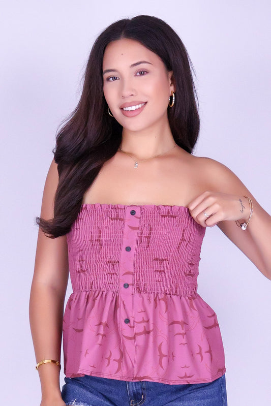 IWA CIRCLE SMOCKED TUBE TOP