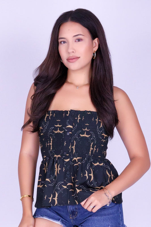 IWA CIRCLE SMOCKED TUBE TOP