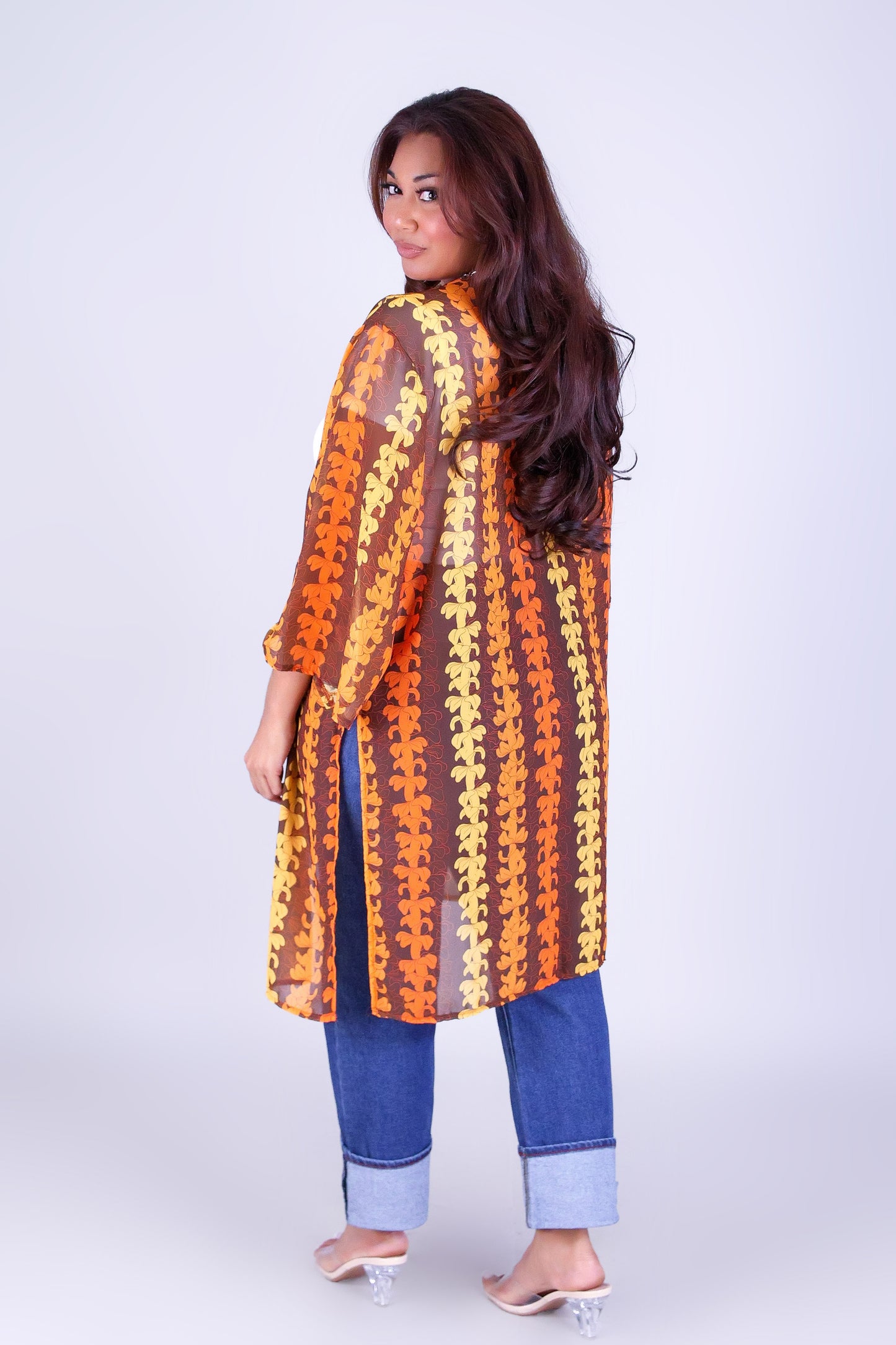 PUAKENIKENI OUTLINE CHIFFON CARDIGAN