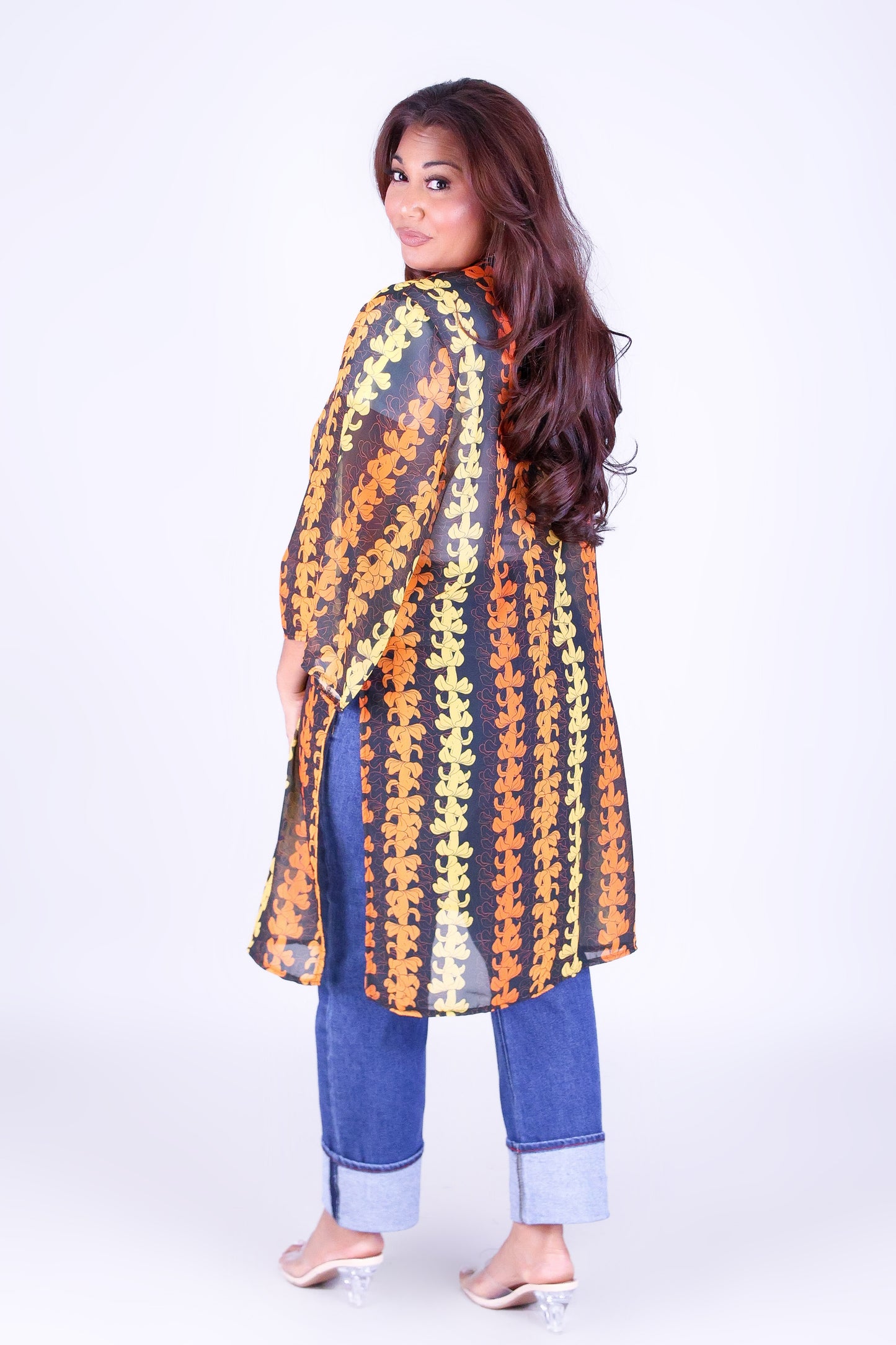 PUAKENIKENI OUTLINE CHIFFON CARDIGAN