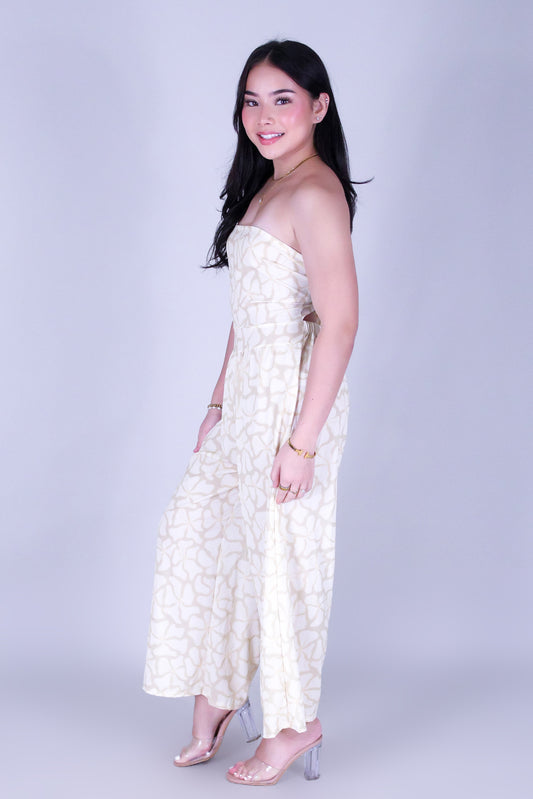 WAVY HIBISCUS TIE BACK JUMPSUIT