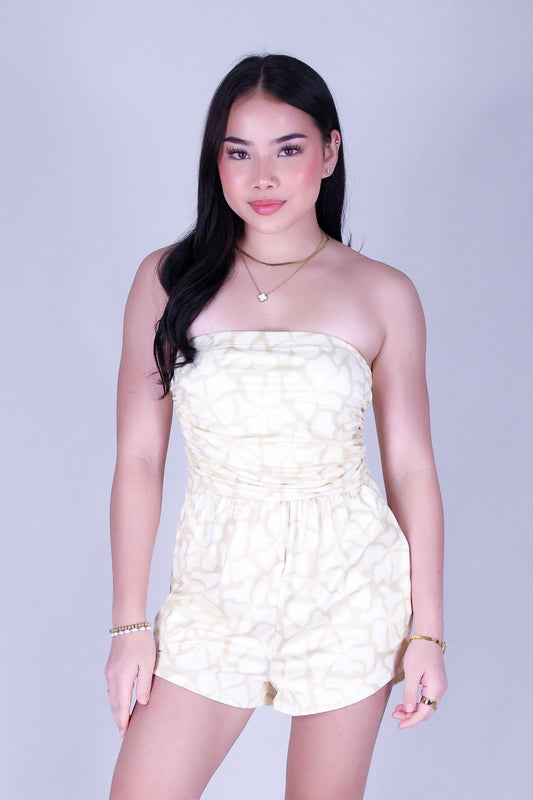 WAVY HIBISCUS TUBE ROMPER