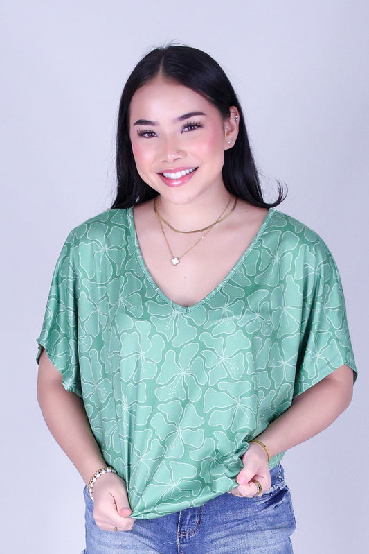 WAVY HIBISCUS DOLMAN TOP