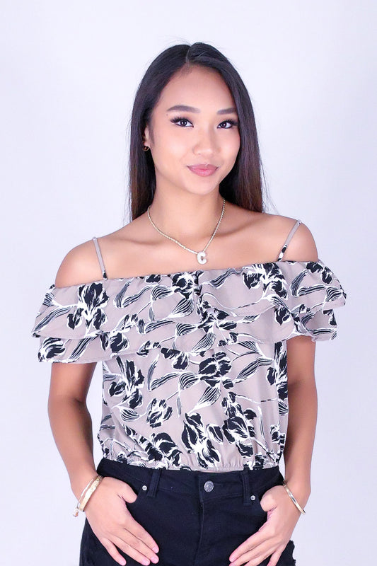 WHISPER BLOOM COLD-SHOULDER TOP