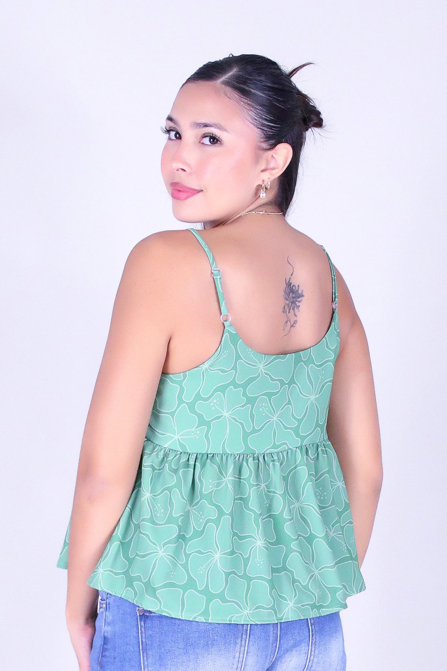 WAVY HIBISCUS BABYDOLL TOP