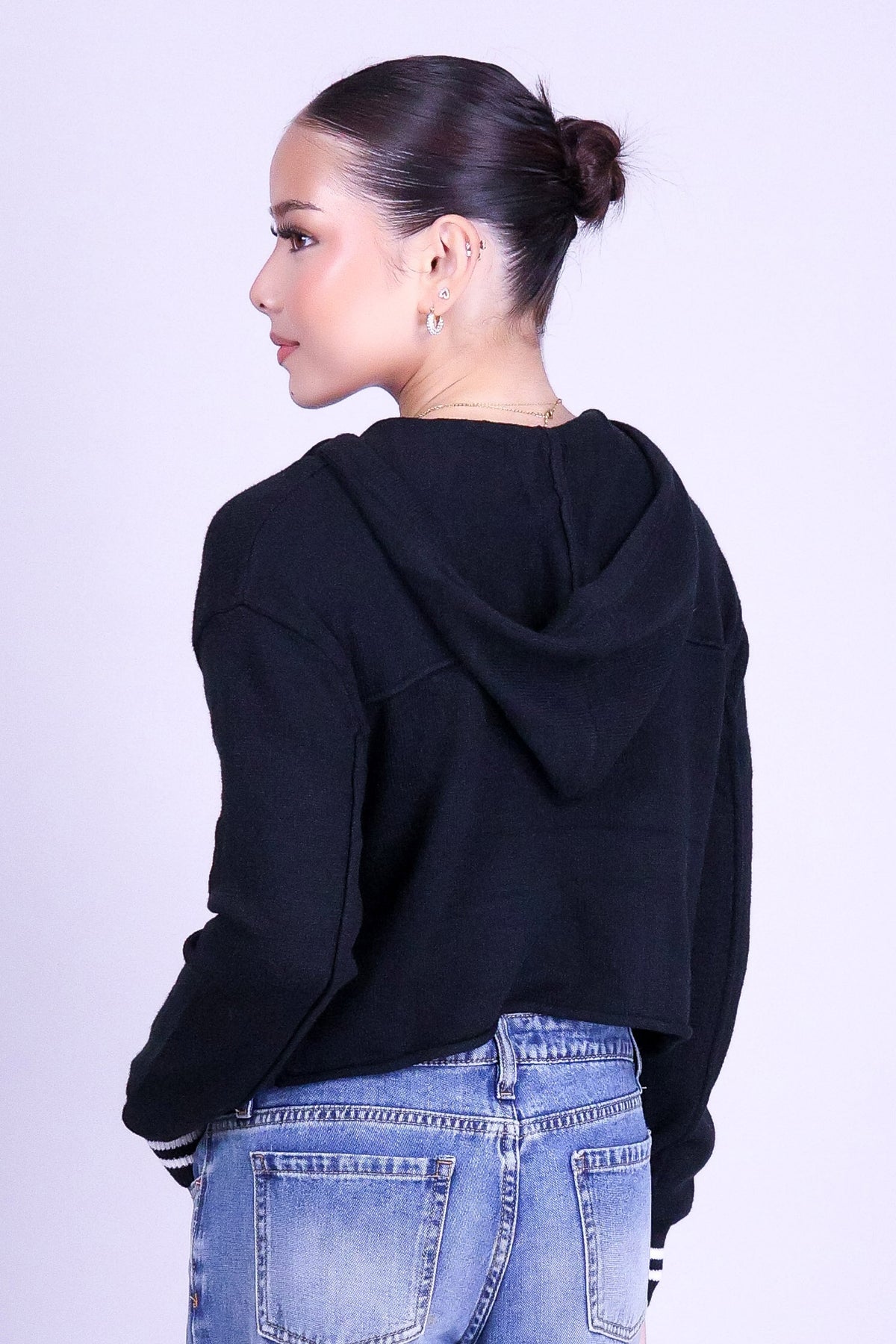 ALL FOR THE GAME CROP VARSITY SWEATER