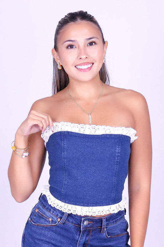 WEEKEND BLUE CROP TUBE TOP