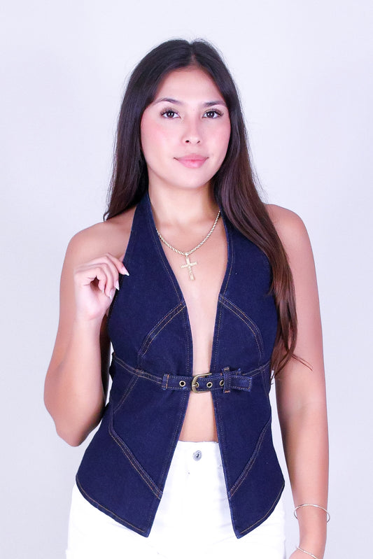 MIDNIGHT HALTER VEST TOP
