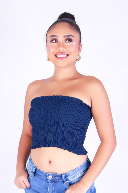 FRILLIA SMOCKED TUBE TOP