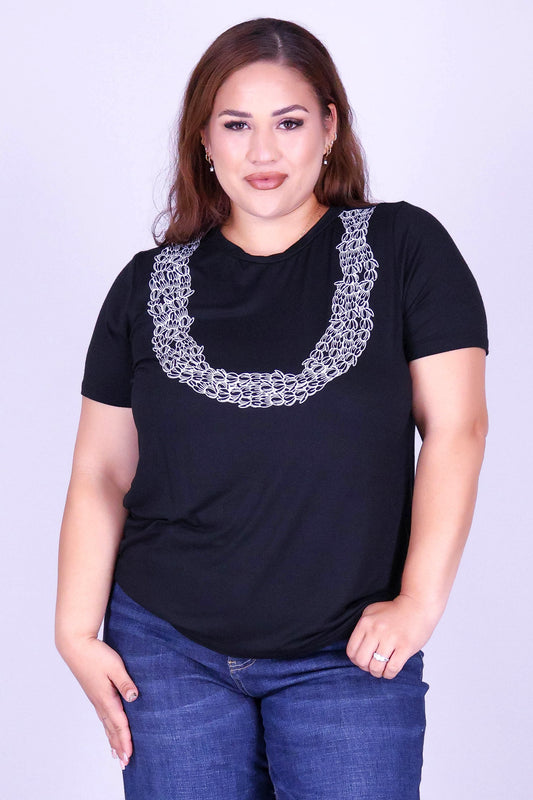 4 STRAND OUTLINE PIKAKE LEI TEE