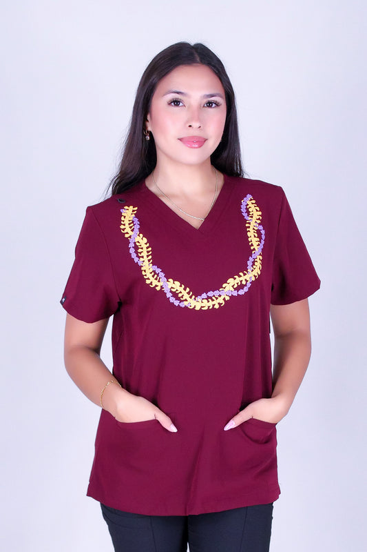PUAKENIKENI CROWN FLOWER SCRUB TOP