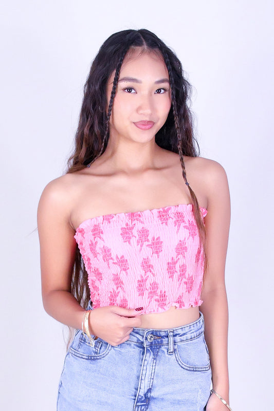 TUBEROSE SMOCKED CROP TUBE TOP