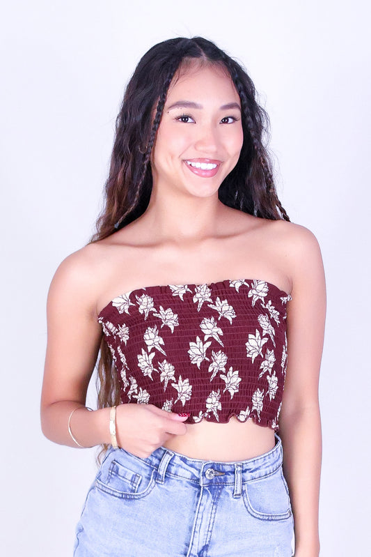TUBEROSE SMOCKED CROP TUBE TOP
