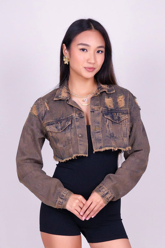 I'M FAMOUS CROP DENIM JACKET