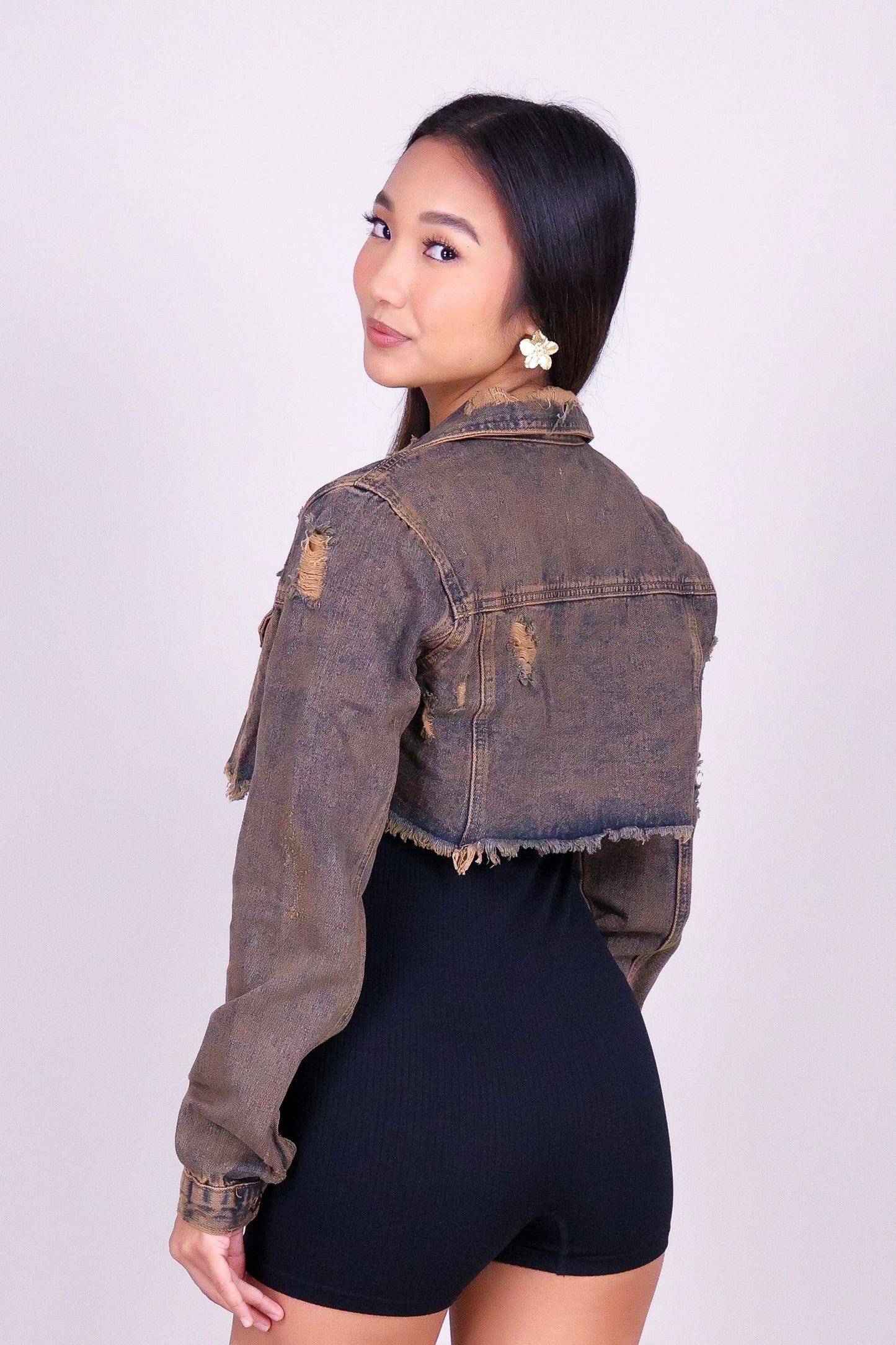 I'M FAMOUS CROP DENIM JACKET