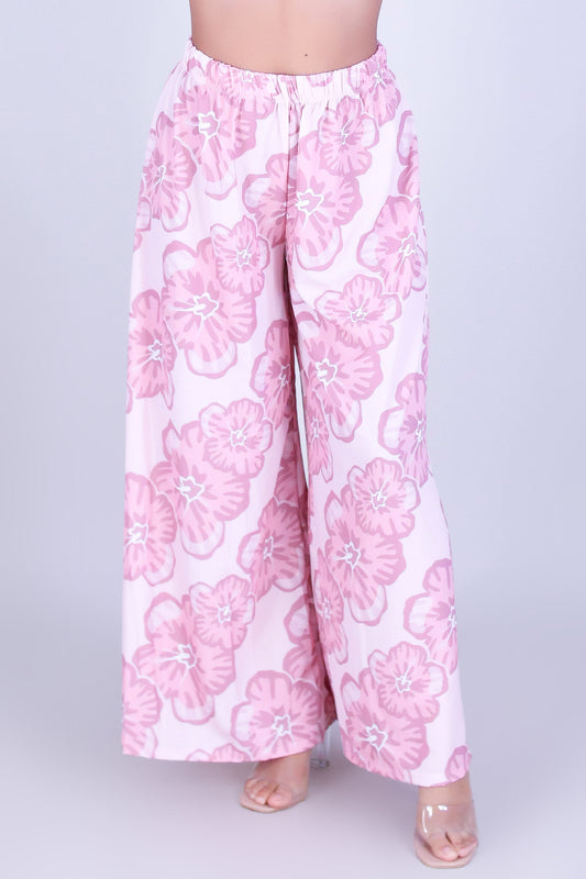WATERCOLOR HIBISCUS PALAZZO PANTS