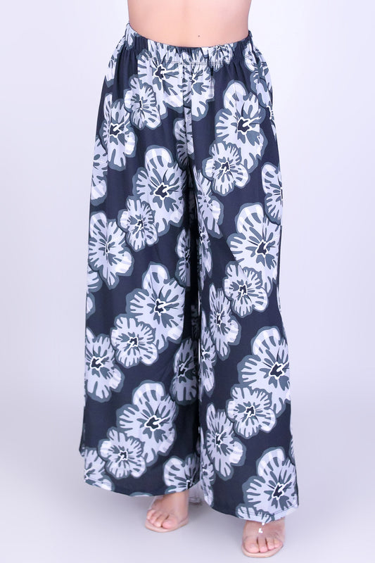 WATERCOLOR HIBISCUS PALAZZO PANTS